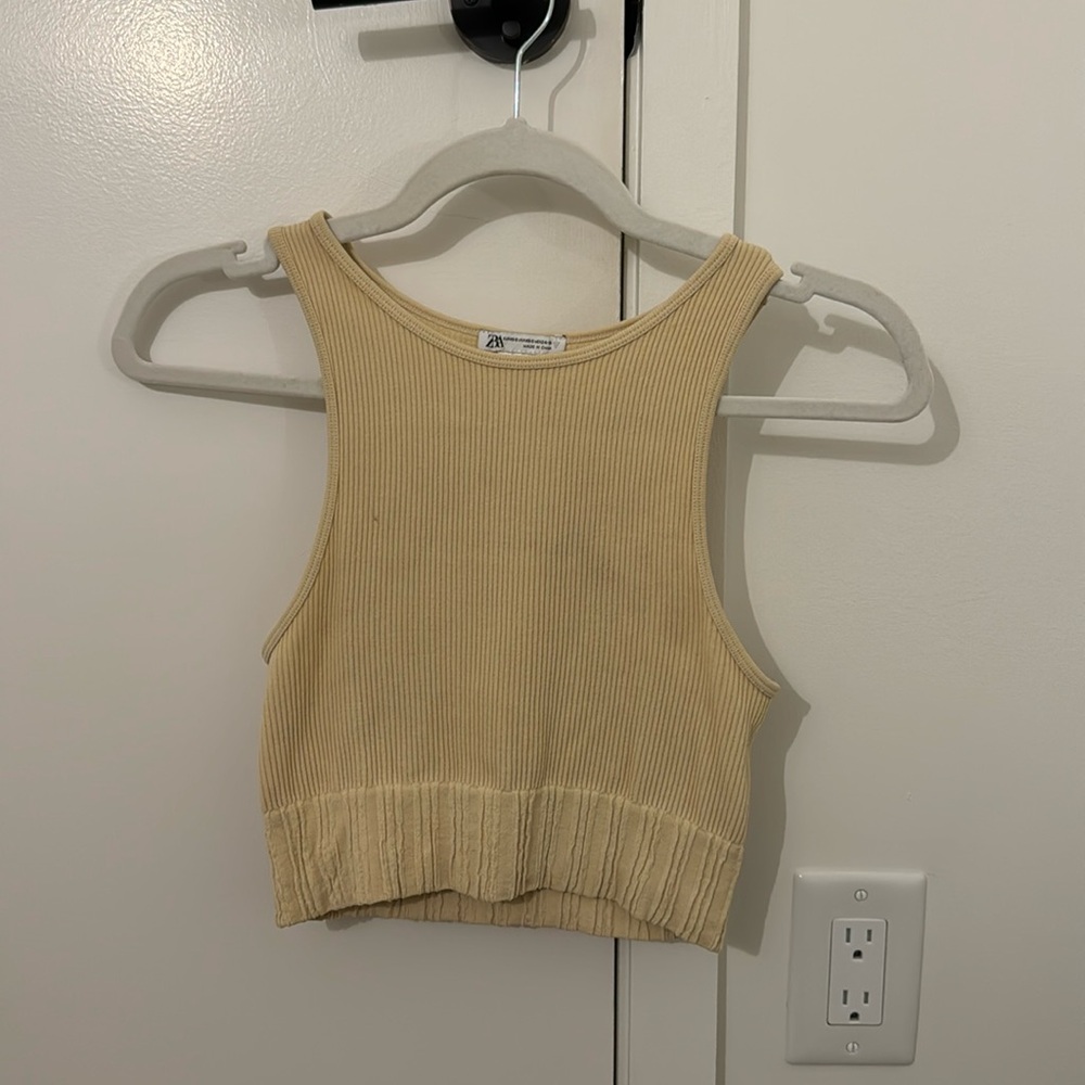 COPY - Zara XS/S Ribbed Neutral Beige Cropped Tank